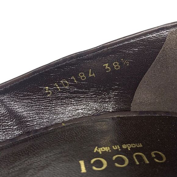 Gucci Chocolate Brown Leather Pumps Horsebit Heel EU 38.5 US 8.5 Made in Italy - Picture 11 of 12